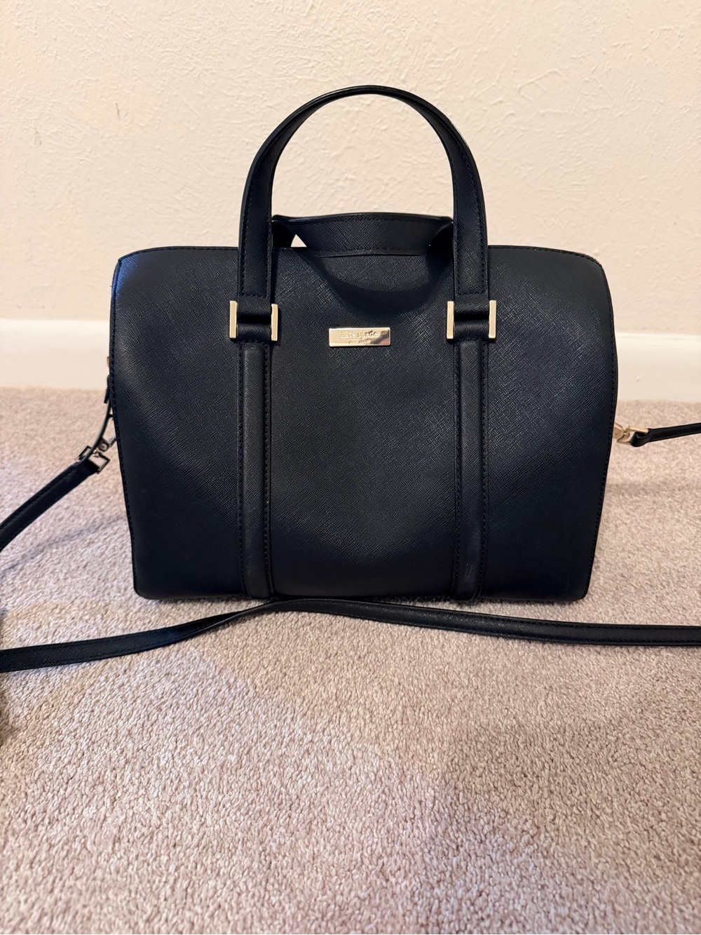 Kate Spade Black Saffiano Leather Satchel Crossbody Bag